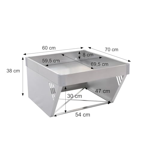 Mähroboter-Garage mit Pflanzkasten HWC-P41, Dach Unterstand Rasenmäher Metall 40x60x70cm - Edelstahl