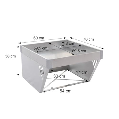 Mähroboter-Garage mit Pflanzkasten HWC-P41, Dach Unterstand Rasenmäher Metall 40x60x70cm - Edelstahl