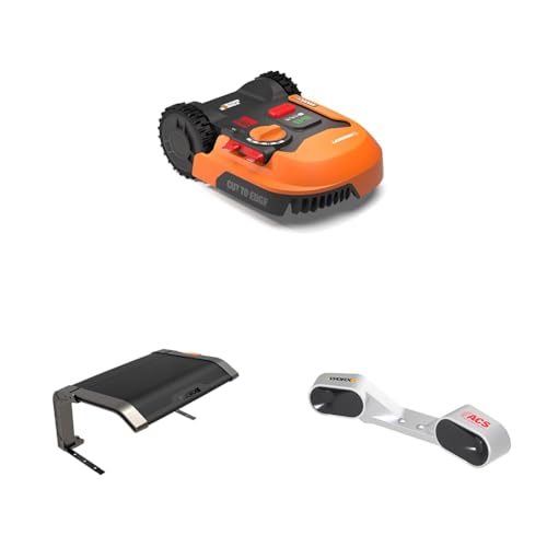 WORX WR169E Mähroboter Bundle für bis zu 300 m² – inkl. ACS Kollisionsschutz WA0860 & Garage WA0810 – App-Steuerung, AIA™ Navigation, automatischer