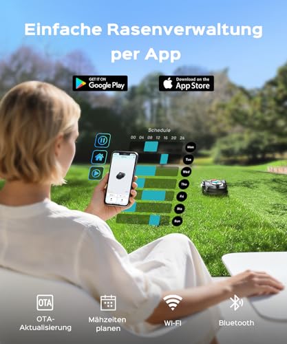 YARDCARE M800Plus Mähroboter ohne Begrenzungskabel,GPS Positionierung+3D Vision Rasenmäher Roboter ohne Kabel,800 m²,U-förmiger Mähmodus, App,150