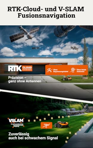 Worx Landroid Vision Cloud WR308E 2WD Mähroboter mit Night-Mow-Modul, kabelloser Rasenmähroboter für bis zu 800 m², (KI-Hinderniserkennung, VSLAM +