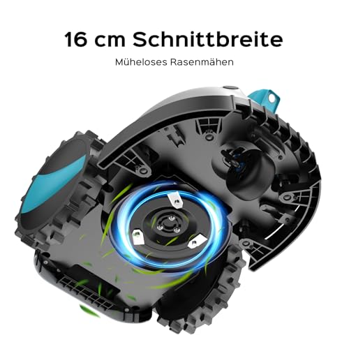 YARDCARE V100 Mähroboter ohne Begrenzungskabel, mit Vision-Navigation, Hindernisvermeidung(150 Arten), 4,0 Ah Akku Rasenmäher Roboter, Rasenroboter