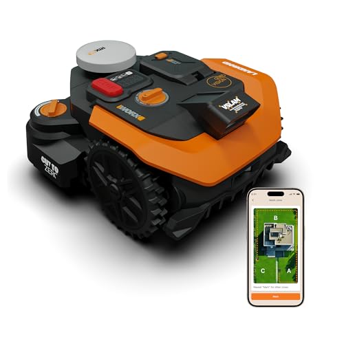 Worx Landroid Vision Cloud WR308E 2WD Mähroboter mit Night-Mow-Modul, kabelloser Rasenmähroboter für bis zu 800 m², (KI-Hinderniserkennung, VSLAM +