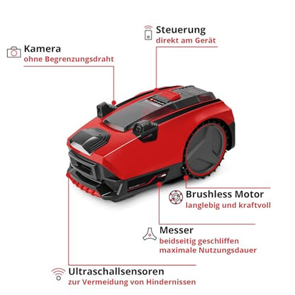 Einhell Mähroboter FREELEXO CAM 500 Power X-Change (18V, Kamera ersetzt Begrenzungsdraht, für 500 m², Brushless, bis 25% Steigung, Schnittbreite 18