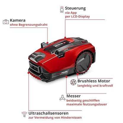 Einhell Mähroboter FREELEXO CAM Plus 600 Power X-Change (18 V, Kamera statt Begrenzungsdraht, für 600 m², WiFi, Brushless, bis 25% Steigung, inkl.