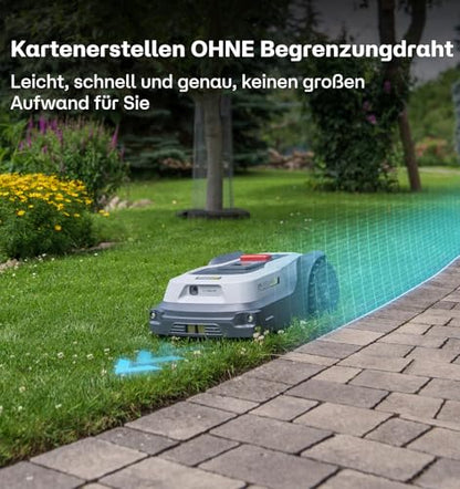 T600 Mähroboter ohne Begrenzungskabel für Rasenfläche bis 800m², Kabellose Einrichtung, App-Steuerung, Individuelles Mähen, Auto-Kartierung