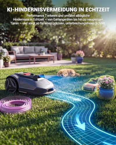 Natural Expressions Performance 7 Mähroboter ohne Begrenzungskabel mit Garage, 500m² Rasenmäher kein RTK mit Vision 3.0 KI-Navigation