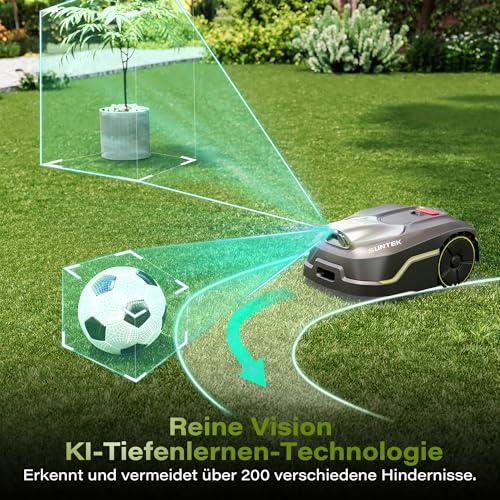 SUNTEK Mähroboter ohne Begrenzungskabel für 500 m², KI Pure Vision Rasenmäher Roboter mit automatischer Kartierung, 35% Steigung, Wasserdichtigkeit