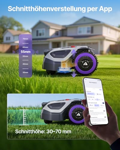 ANTHBOT M5 Mähroboter ohne Begrenzungskabel, Neuer Genie mit NRTK-Navigation & Dual-Vision, bis 500 m² (max. 700 m²), Schnitthöhe per App