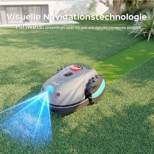 YARDCARE V100 Mähroboter ohne Begrenzungskabel, mit Vision-Navigation, Hindernisvermeidung(150 Arten), 4,0 Ah Akku Rasenmäher Roboter, Rasenroboter