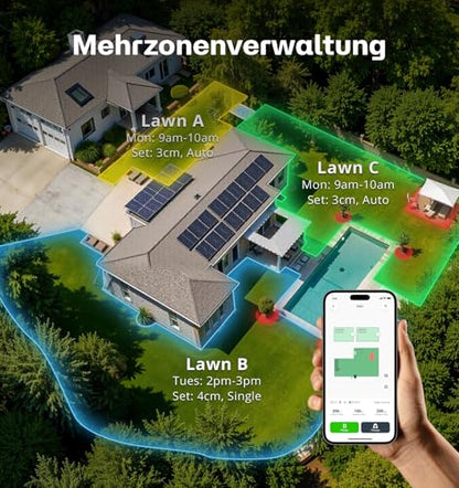 T600 Mähroboter ohne Begrenzungskabel für Rasenfläche bis 800m², Kabellose Einrichtung, App-Steuerung, Individuelles Mähen, Auto-Kartierung