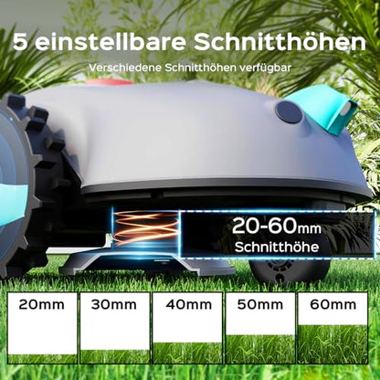 YARDCARE V100 Mähroboter ohne Begrenzungskabel, mit Vision-Navigation, Hindernisvermeidung(150 Arten), 4,0 Ah Akku Rasenmäher Roboter, Rasenroboter