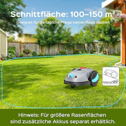 YARDCARE V100 Mähroboter ohne Begrenzungskabel, mit Vision-Navigation, Hindernisvermeidung(150 Arten), 4,0 Ah Akku Rasenmäher Roboter, Rasenroboter