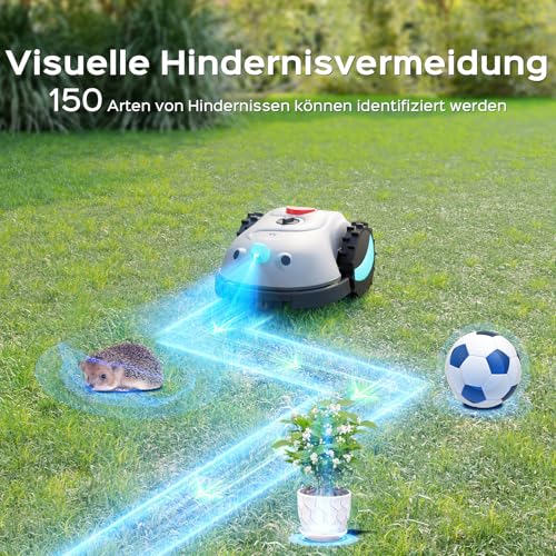 YARDCARE V100 Mähroboter ohne Begrenzungskabel, mit Vision-Navigation, Hindernisvermeidung(150 Arten), 4,0 Ah Akku Rasenmäher Roboter, Rasenroboter