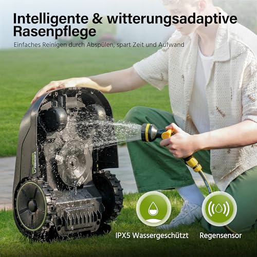 SUNTEK SRM2025 Mähroboter ohne Begrenzungskabel, KI Pure Vision Rasenmäher Roboter für 250 m² mit automatischer Kartierung, 35% Steigung
