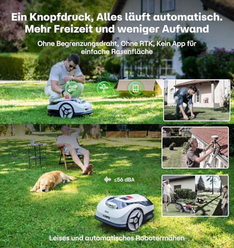 Raccoon 2 SE Mähroboter ohne Begrenzungskabel, Ohne RTK, Max. 600㎡ Rasenfläche, 3-8cm Schnitthöhe, Intelligenter KI Rasenmäher Roboter mit 5