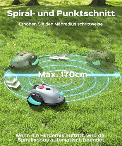 YARDCARE V100 Mähroboter ohne Begrenzungskabel, mit Vision Navigation, 150 Hinderniserkennung, Rasenroboter bis zu 150 m², Akku Rasenmäher Roboter