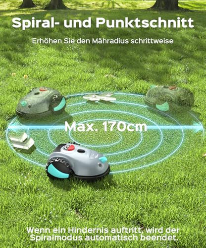 YARDCARE V100 Mähroboter ohne Begrenzungskabel, mit Vision Navigation, 150 Hinderniserkennung, Rasenroboter bis zu 150 m², Akku Rasenmäher Roboter