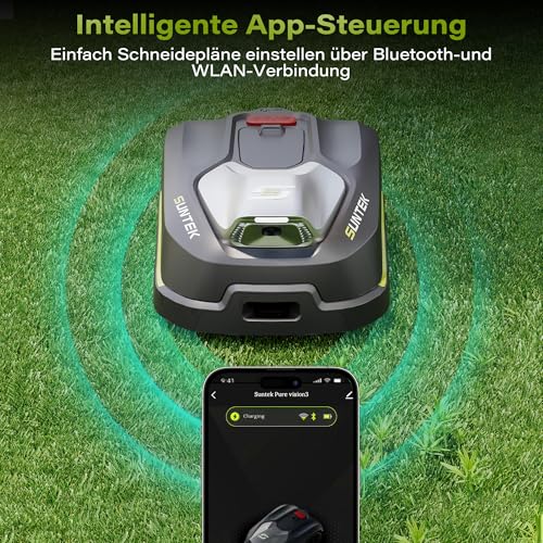 SUNTEK Mähroboter ohne Begrenzungskabel für 500 m², KI Pure Vision Rasenmäher Roboter mit automatischer Kartierung, 35% Steigung, Wasserdichtigkeit