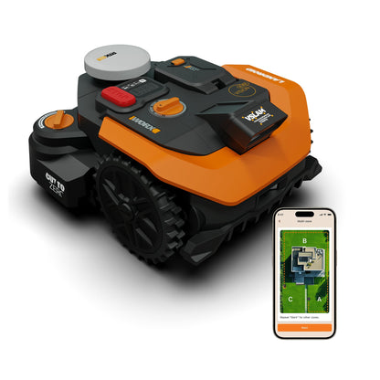 Worx Landroid Vision Cloud WR308E 2WD Mähroboter mit Night-Mow-Modul, kabelloser Rasenmähroboter für bis zu 800 m², (KI-Hinderniserkennung, VSLAM +