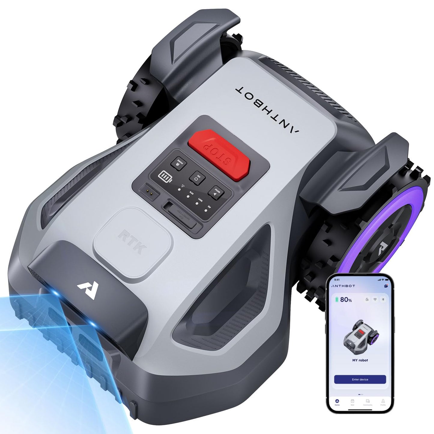 ANTHBOT M5 Mähroboter ohne Begrenzungskabel, Neuer Genie mit NRTK-Navigation & Dual-Vision, bis 500 m² (max. 700 m²), Schnitthöhe per App
